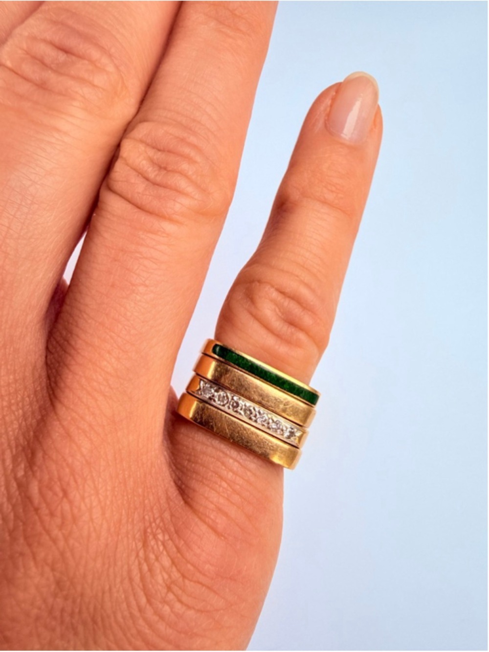 14K Solid Gold Designer NOVA Modern Minimalist Square Band Stacking Ring N2 - Picture 8 of 11
